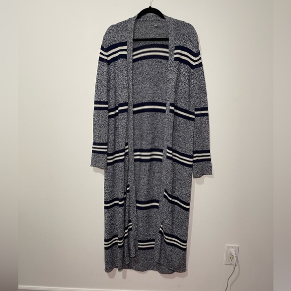 Aerie Navy striped Floor Length women’s cozy knit cardigan in L - Picture 1 of 8